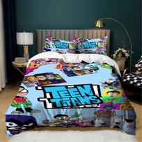3 Pieces Teen Tit-ans Go Duvet Cover Set Twin Cartoon Bedding Set Lightweight Comfortable Quilt Cover for All Season 135x200cm