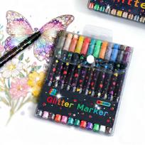 24/48/72/96 Colors Dual Brush Tip Glitter Art Markers Metallic Paint Marker Pens DIY Crafts Birthday Cards, Making Poster, Album