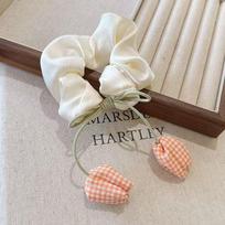 Yu Shuxin Has The Same Plaid Tulip Large Intestine Hair Band For Women, Gentle And High Elastic Ponytail Ball Head Rope, Hair Rope. smėlis