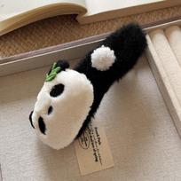 Cute Giant Panda Headdress Hair Jewelry Bear Doll Plush Grab Clip Gold Velvet Hair Band Bow Duck Bill Clip Female
