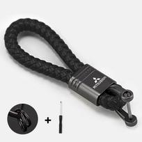 Car Styling Keychain Leather Woven Rope Metal Key Ring For Mitsubishi L200 ASX Pajero Lancerex Evo Mirage Attrage Eclipse Cross
