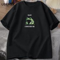 S5XL Rage Consumes Me Frog Vintage T Shirt Unisex Tee Nature Lover Silly Frog Retro Clothing Cotton Short Sleeve Top S