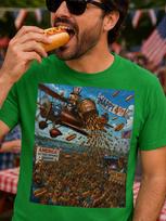 Uncle Sam Hot Dog Bombing Tee Patriotic 4th of July Semiquincentennial BBQ Shirt S