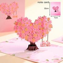 Romantic Theme 3D Pop Up Card Pop-Up Mechanism Handmade Craft Butterfly Heart Card Heart Shape Cherry Blossom Card Wedding