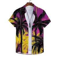 Palm Shirts For Men Vintage Hawaii Fashion Printed Rockabilly Hawaiian Shirt Short Sleeve Tops Outdoor Street Clothing S