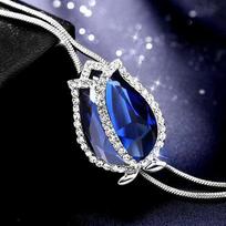 Clothes Versatile Classic Tulip Sweater Chain Autumn And Winter Long Crystal Water Drop Necklace Women K5