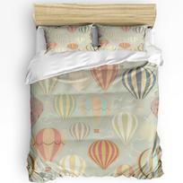 3pcs Bedding Set Cartoon Hot Air Balloon Home Textile Duvet Cover Pillow Case Boy Kid Teen Girl Bedding Covers Set 135x200cm