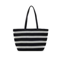 Lazy Style Woven Shoulder Bag Korean Style Hollow Shoulder Bag  Holiday juoda/balta