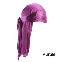 Fashion Men Women Headwrap Chemo Cap Pre-Tied Pirate Hat Turban Hijab Silk Durag Bandana violetinė