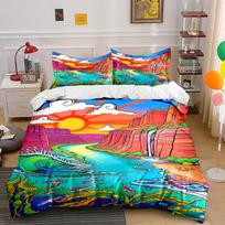 Vibrant canyon with river. Bedding sets Duvet cover sets Duvet covers Pillowcases(1 * Duvet Cover 2 * Pillowcases without duvet insert) 135x200cm