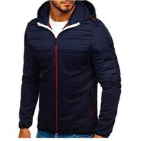 Men Hoodies Casual Hoodies Zip Pockets Full Zip Long Sleeve Sweatshirt Sports Hooded Jacket S tamsiai mėlyna spalva