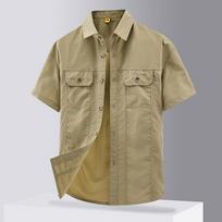 Quick Drying Ultra Lightweight Breathable Short Sleeved Shirt, Summer Thin Workwear, Outdoor Men's Casual Shirt M chaki