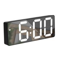Mirror Alarm Clock LED Digital Clock Voice Control Snooze Time Temperature Display Night Mode juoda