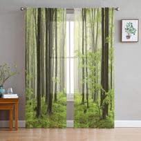 Mountain Forest Sheer Curtains for Living Room Decoration Window Curtains for Kitchen Tulle Voile Organza Curtains W135 x H115cm x1