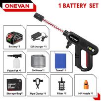 ONEVAN 220Bar bešepetėlis aukšto slėgio automobilių plovimo pistoletas 3 pavarų elektrinis purškimo pistoletas sodo plovimo vandens ploviklis Makita 18V akumuliatoriui 1 Battery Set