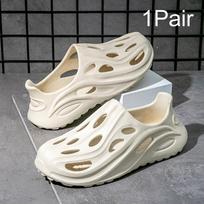 1pair Men Breathable Non Slip Slippers Thick-Soled Soft Sandals Fashion Comfortable Slides Beach Shoes Wading Clogs 40-41