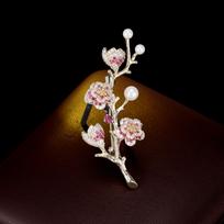Women's Light Luxury Design Zircon Plum Blossom Brooch Imitation Pearl Fashionable Versatile Niche Design Brooch