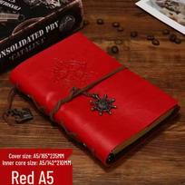 Vintage Pirate-Themed Loose-Leaf Journal - Kraft Paper & Doodle Diary Small A7 Lined Kraft Paper raudona