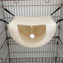 For Cat Hammock Pet Cage Hanging Bed Breathable Mesh Cozy Kitten Hamster Sleeping House For Small Animal Guinea Pig Machine Wash S 35x27x20cm smėlis
