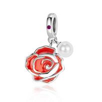 Flower Pearl Series Charms Tulip Lily Dangle Bead Fit Pan Charm Bracelet DIY Women Jewelry Gift 1pcs