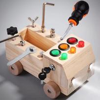 Medinė Montessori užimtumo lenta, sensorinis žaislas 2-4 metų vaikams, ankstyvojo mokymosi dėlionė su jungiklio valdymo dėžute