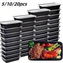 5/10/20 Pack Black Rectangular Meal Prep Containers With Lids,Disposable Plastic To Go Containers, Leak-Proof, Microwave Safe 5pcs juoda