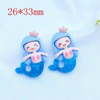 10Pcs Lovely Mermaid Princess Flat back Resin Cabochon Scrapbooking Craft DIY Hair Bows Accessories Phone Case Decoration Q13