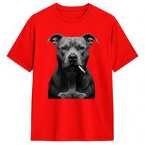 Tough Pitbull Dog Black White Canine Portrait Design Cotton T Shirt For Unisex Beach Vintage TShirts Hip Hop Tees Big Size Clothes S