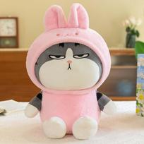 Pillow Sofa Decoration Cat Cosplay Frog Home Decoration Cat   Animal  Dressup Cat   Stuffed 23cm rožinė