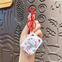 Button Mahjong Music Key Chain Panda Mahjong Key Storage Holder  Home Decoration raudona