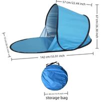 Silver Coating Pop Up Beach Tent Ultra Light Instant Sun Shade Shelter Camping Tent  For 1 Person mėlyna