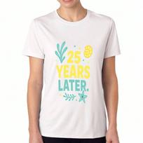 25 Years Later Ladies' Cotton T Shirt, Premium Cotton Print, Durable, Casual Fashion. Sea Star, Shell, Seaweed Graphic Design Tee, Comfortable And Sty S įvairiaspalvis
