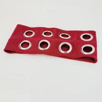Round Hole Hollow Headband Elastic Stretchy Fabric Metal Punk Headband Hollowed Out Sports Sweatband Wide Headband raudona