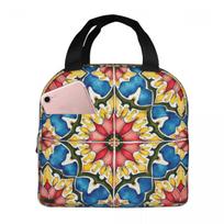 Mediterranean,colorful,vibrant,mosaic Tiles Art 1 Insulated Lunch Bag for Women Children Food Boxes Thermal Lunch Box Tote One Size
