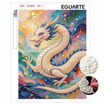 Adults DIY Dragon 5D Pearl Art Kit for Round Half Pearls Wall Decoration Handmade Craft Gift Frameless Pack 30x40cm