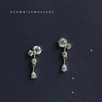 Wish Hot Selling Vintage Japanese Style S925 Sterling Silver 14K Gold-Plated Zircon Mini Stud Earrings Gold Pair (with Silver Ear Plugs)