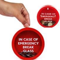1pc Emergency Coin Smash Piggy Bank Break Glass Novelty Savings Box For Kids Children Piggy Bank For Saving Money Coins raudona