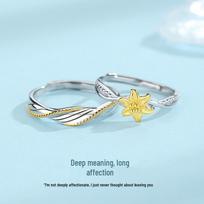 Tichya Original Mobius Pure Silver 999 Lily Flower Couple Rings Women's Ring