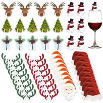 80pcs Christmas Wine Glass Marker Decorations Cup Cards Xmas Goblet Markers 2026 Merry Christmas Decorations for Party New Year