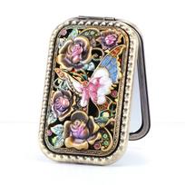 European Retro Metal Small Mirror Pocket Folding Double Sided Makeup Mirror Rectangular Mirror Dressing Gift Mirror