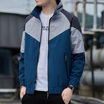 Men's Spring and Fall Stand-up Collar Jacket Light Windproof Jacket 2XL mėlyna