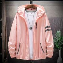 Summer Men's Skin Coats Men Ultra Light Sun Protection Big Size Hooded Windbreaker Jacket Male Casual Outwear Motorcycle Jacket L rožinė