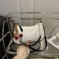 Minimalist Stitching Detail Faux Leather Shoulder Bag for Women Color Block Chain Crossbody Bag With charm balta