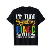 I'm That Legendary Bingo Caller T-Shirt Retro Bingo Print & Lettering, Ultra-Soft Breathable Fabric, Comfort Fit Crew Neck Short Sleeve Tee for Men & S juoda