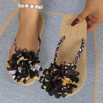 Fashion Women Slippers New Fashion Trend Flip Flops Slippers Woman Braided Floral Pattern Open Toe Sandals Slides Women Zapatos De Mujer 36