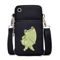 Women Crossbody Bags Flower and Frog Pattern Mini Mobile Phone Bag Fashion Cartoon Anime Shoulder Bag Wallet Card Holder Handbag