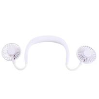 Portable Mini Neckband Fan Double Desktop USB Rechargeable 3‑Speed Lazy Neck Hanging Style balta