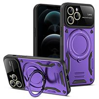 Armor Shockproof Lens Protection Case For VIVO Y04 Y16 Y22 Y22S Y29 Y29S Y35 Y36 Y39 Magnet Car Holder Ring Anti-Fall Cover vivo Y35 4G violetinė