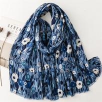Breathable Garden Floral Viscose Soft Scarf Boho Chic Thick Fringe Shawl Women Perfect For Travel & Casual Muslim Hijab 180*90Cm