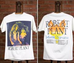 Vintage Robert Plant 1990 Manic Nirvana Concert  White Unisex T-Shirt XXXL